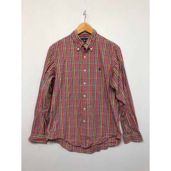 Vintage Ralph Lauren Men Custom Fit Button Shirt Size Large Plaid M179 -3 - Picture 1 of 13